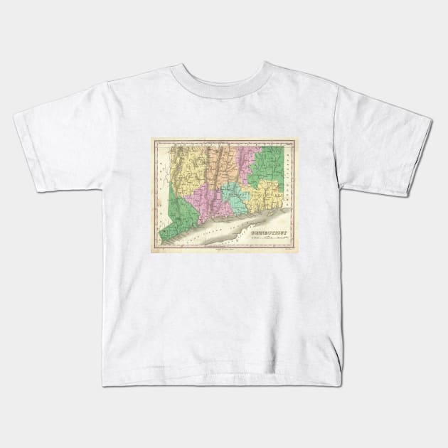Vintage Map of Connecticut (1827) Kids T-Shirt by Bravuramedia
